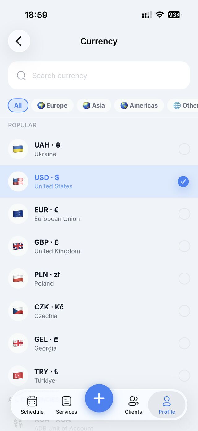 Выбор валюты: UAH, USD, EUR, PLN
